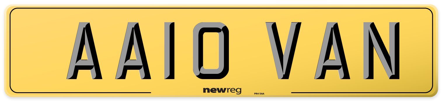 AA10 VAN Rear Number Plate