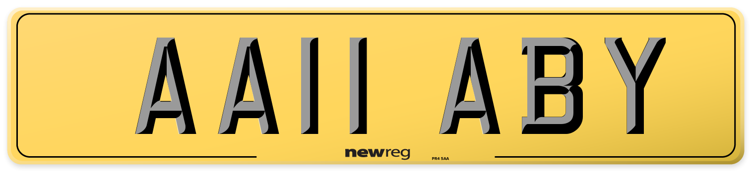 AA11 ABY Rear Number Plate
