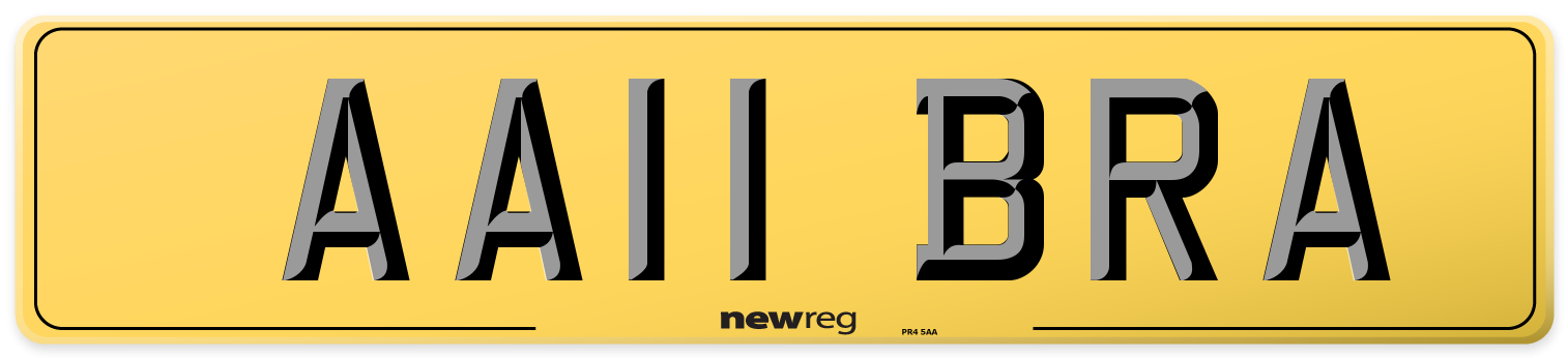 AA11 BRA Rear Number Plate