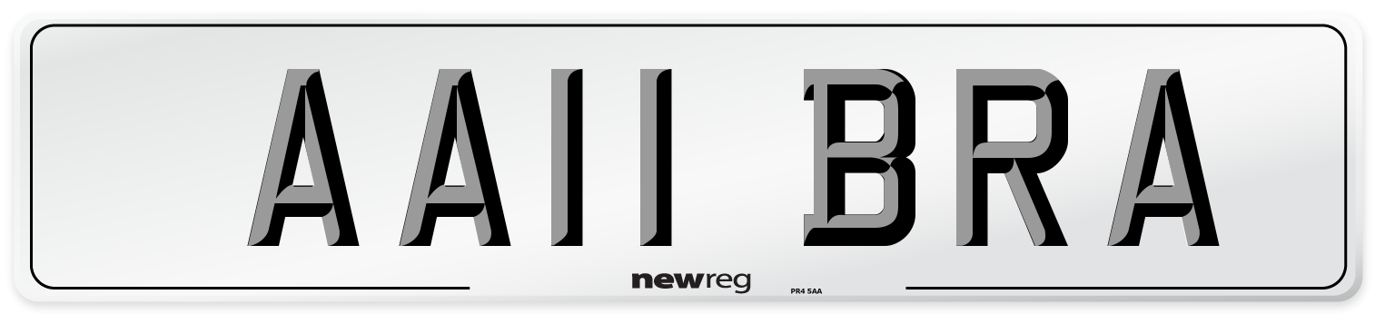 AA11 BRA Front Number Plate