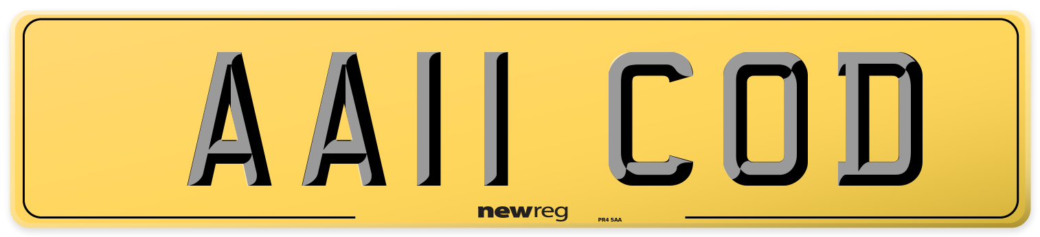 AA11 COD Rear Number Plate