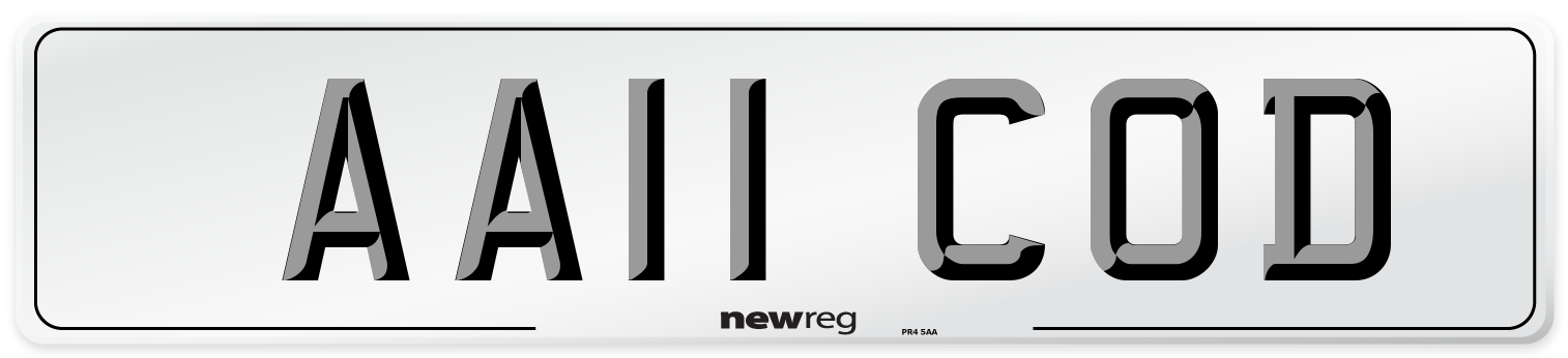 AA11 COD Front Number Plate