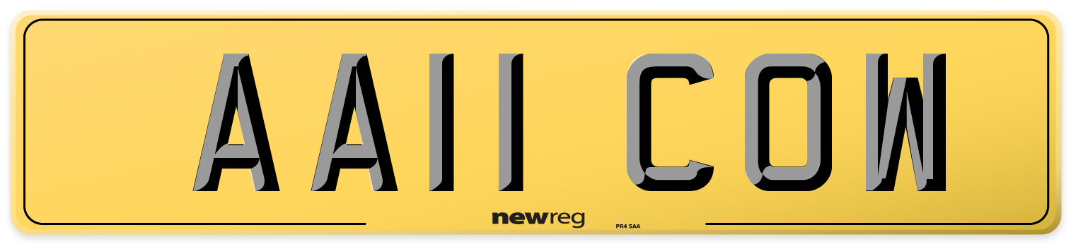 AA11 COW Rear Number Plate