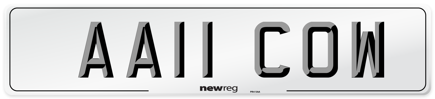 AA11 COW Front Number Plate