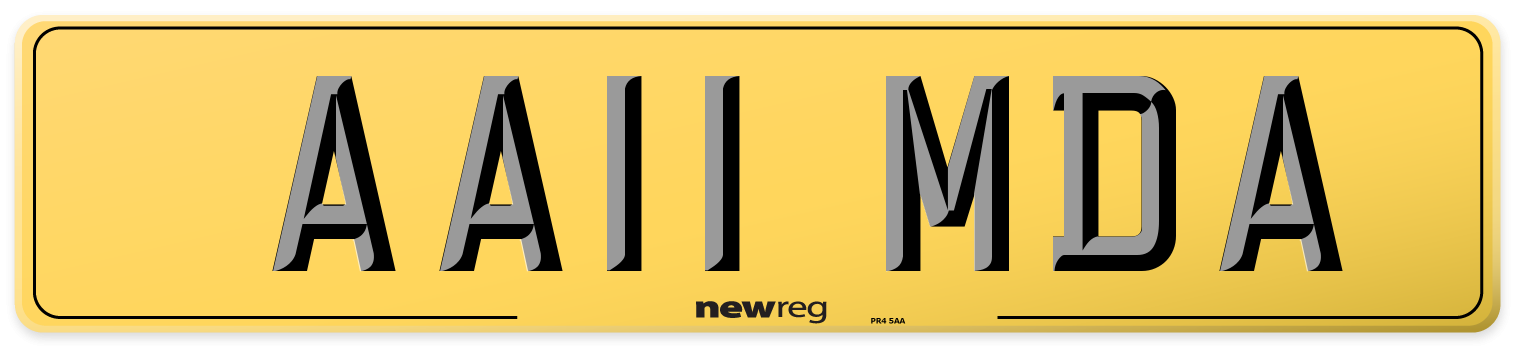 AA11 MDA Rear Number Plate