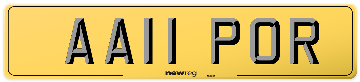 AA11 POR Rear Number Plate