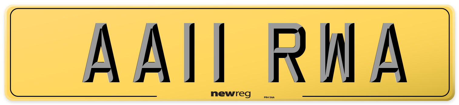 AA11 RWA Rear Number Plate