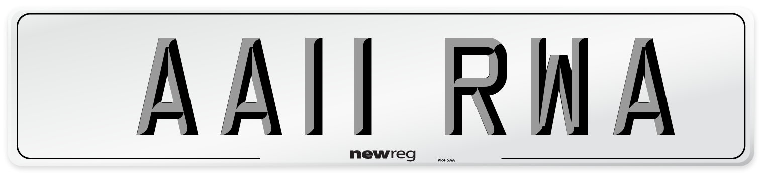 AA11 RWA Front Number Plate
