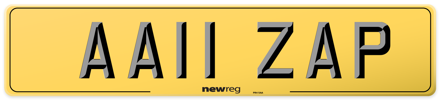 AA11 ZAP Rear Number Plate