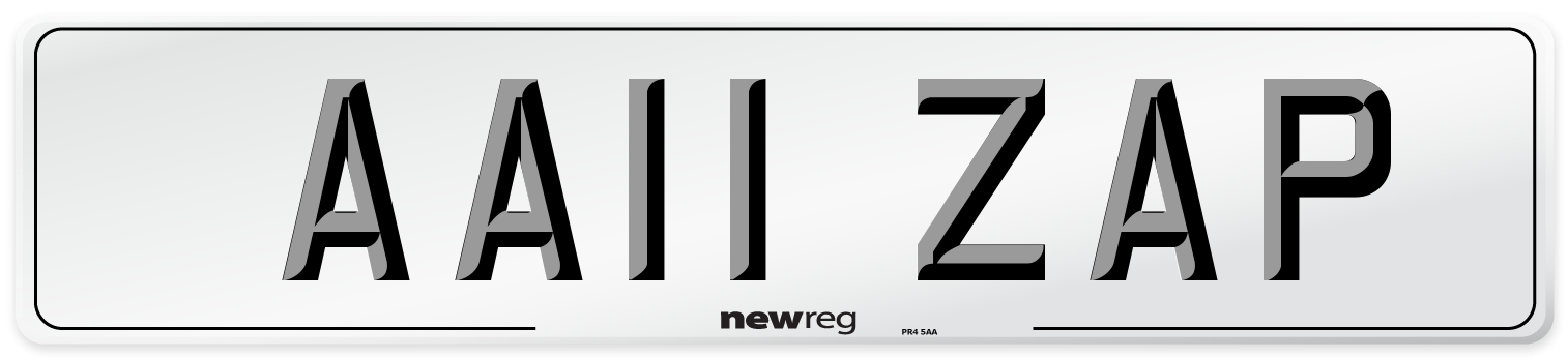 AA11 ZAP Front Number Plate