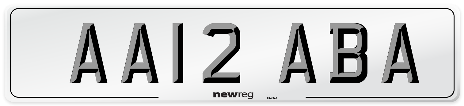 AA12 ABA Front Number Plate