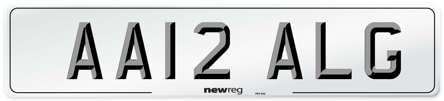 AA12 ALG Front Number Plate