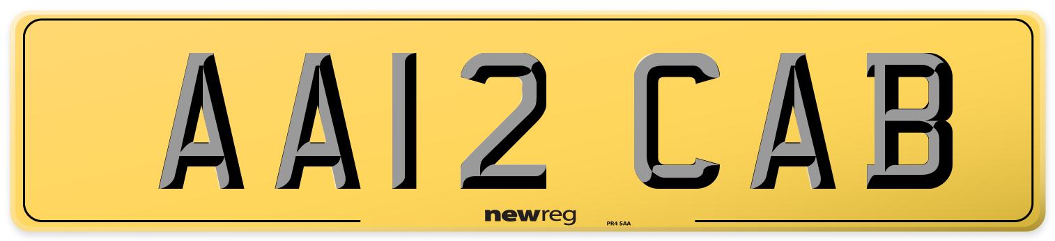 AA12 CAB Rear Number Plate