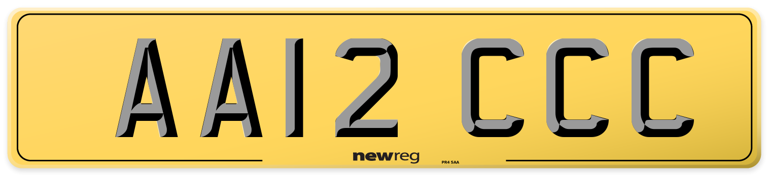 AA12 CCC Rear Number Plate