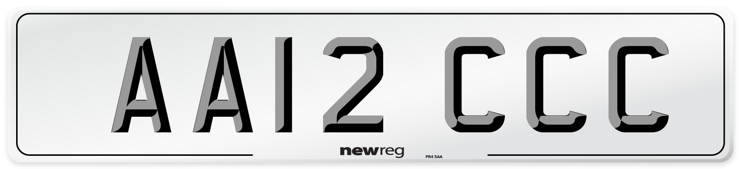 AA12 CCC Front Number Plate