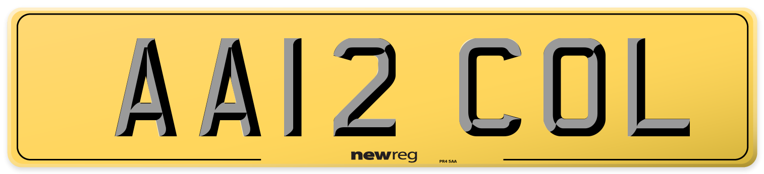 AA12 COL Rear Number Plate
