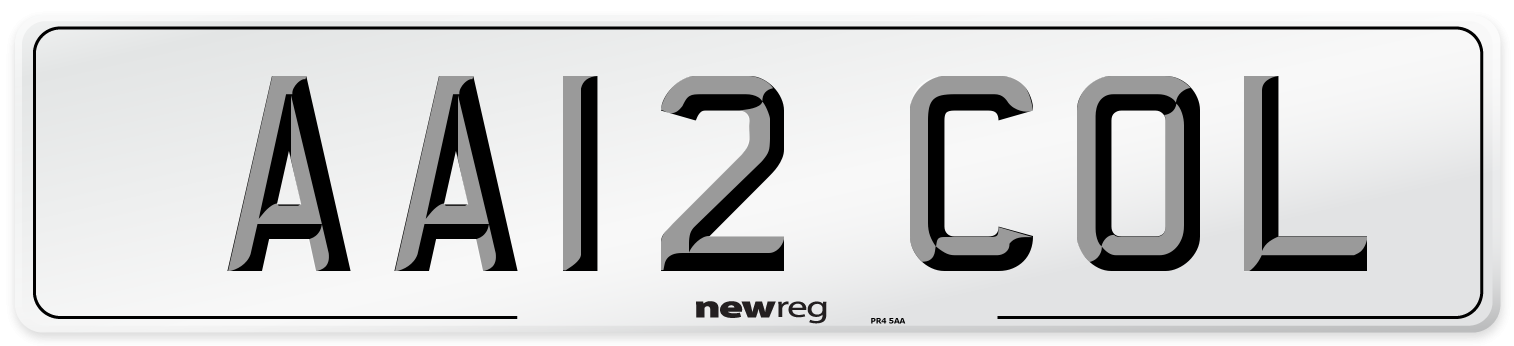 AA12 COL Front Number Plate