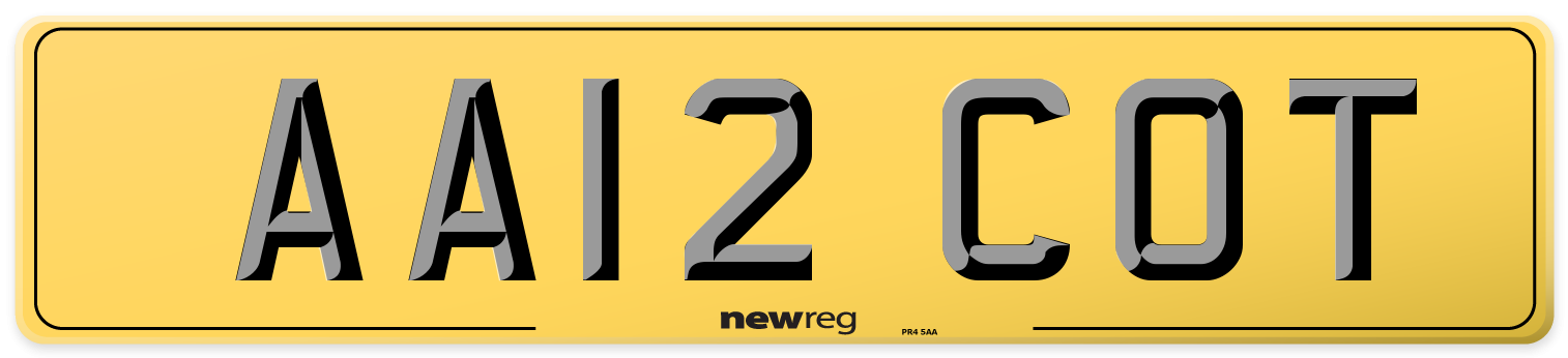 AA12 COT Rear Number Plate