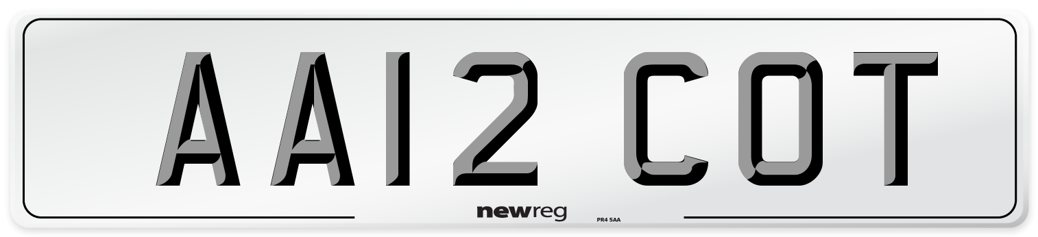 AA12 COT Front Number Plate