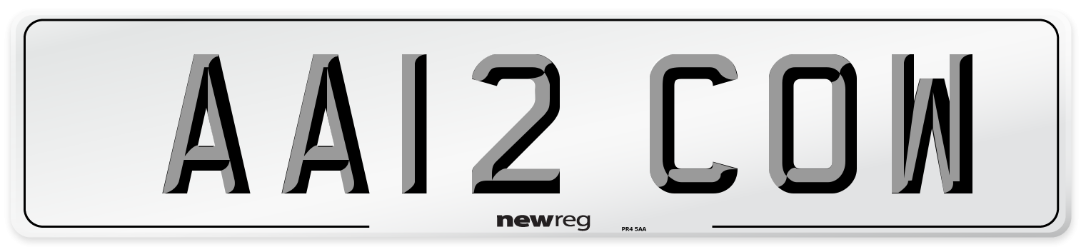 AA12 COW Front Number Plate