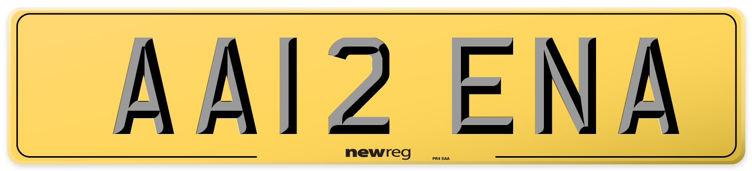 AA12 ENA Rear Number Plate