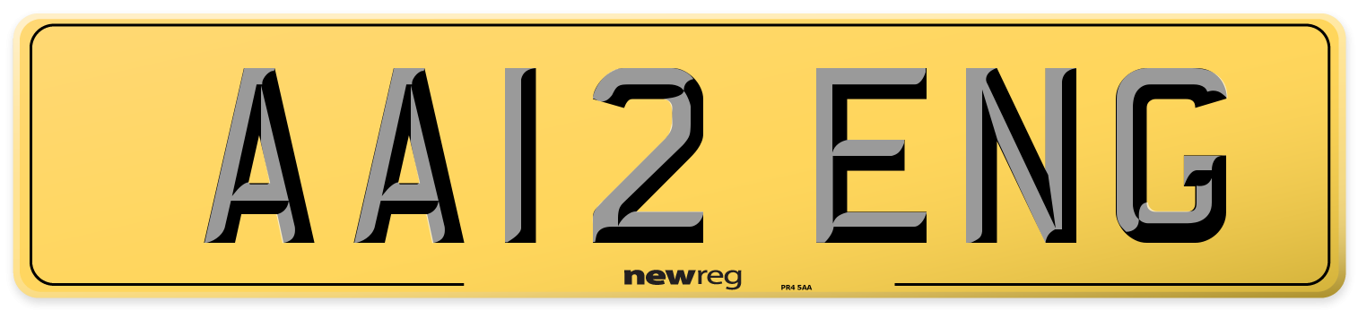 AA12 ENG Rear Number Plate