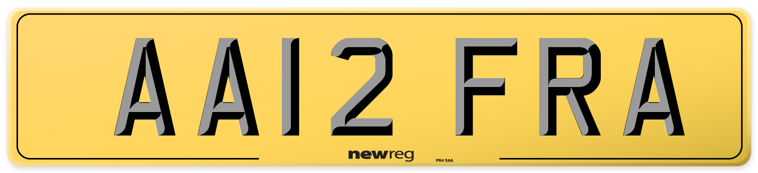 AA12 FRA Rear Number Plate