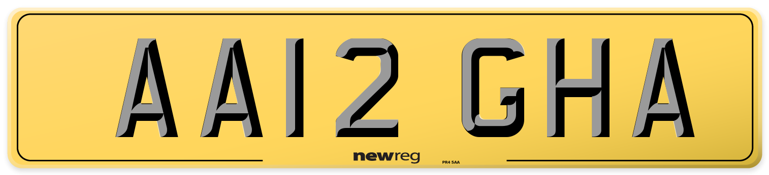 AA12 GHA Rear Number Plate