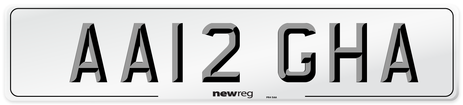 AA12 GHA Front Number Plate