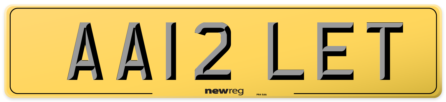 AA12 LET Rear Number Plate