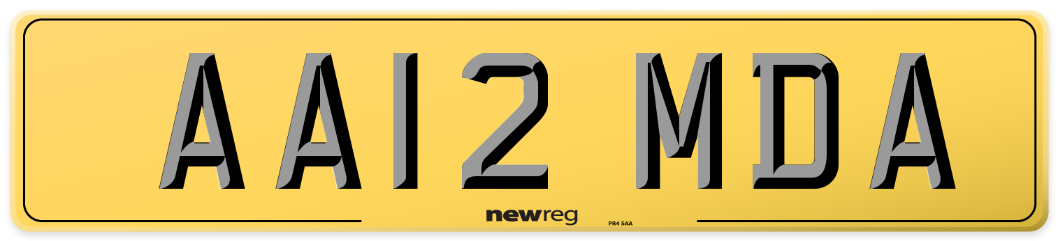 AA12 MDA Rear Number Plate