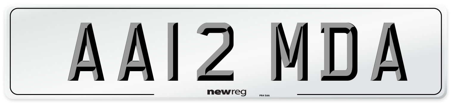 AA12 MDA Front Number Plate