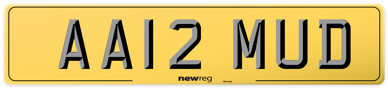 AA12 MUD Rear Number Plate
