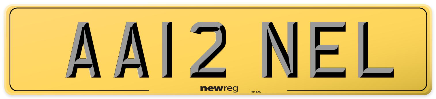 AA12 NEL Rear Number Plate