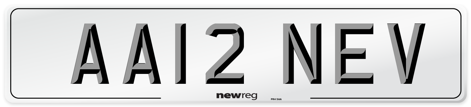 AA12 NEV Front Number Plate
