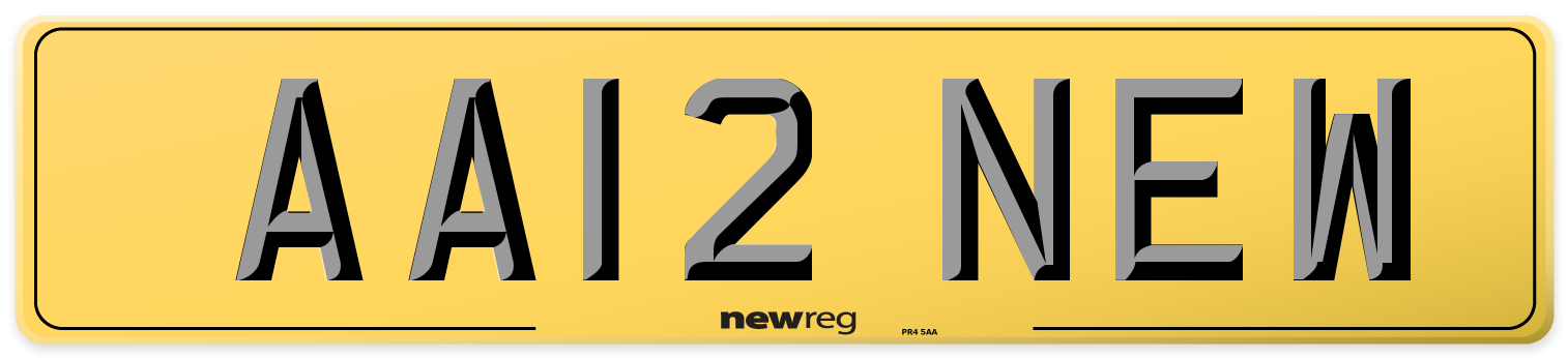 AA12 NEW Rear Number Plate