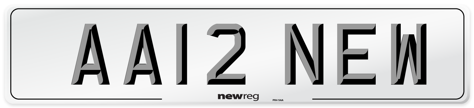 AA12 NEW Front Number Plate