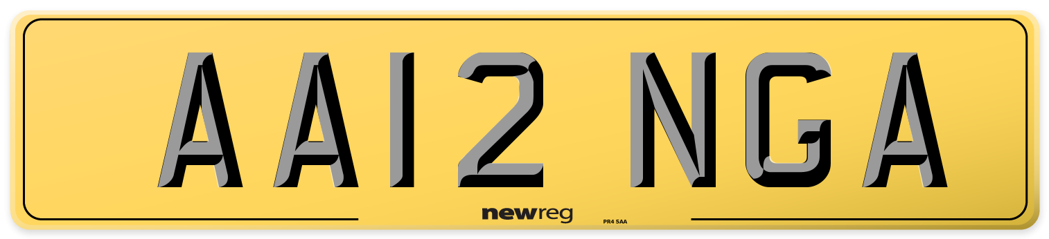 AA12 NGA Rear Number Plate