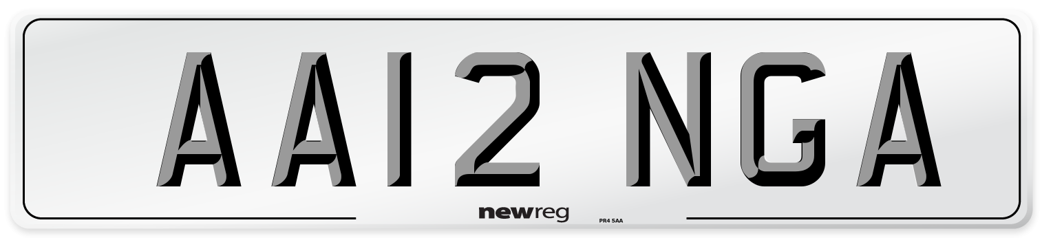 AA12 NGA Front Number Plate