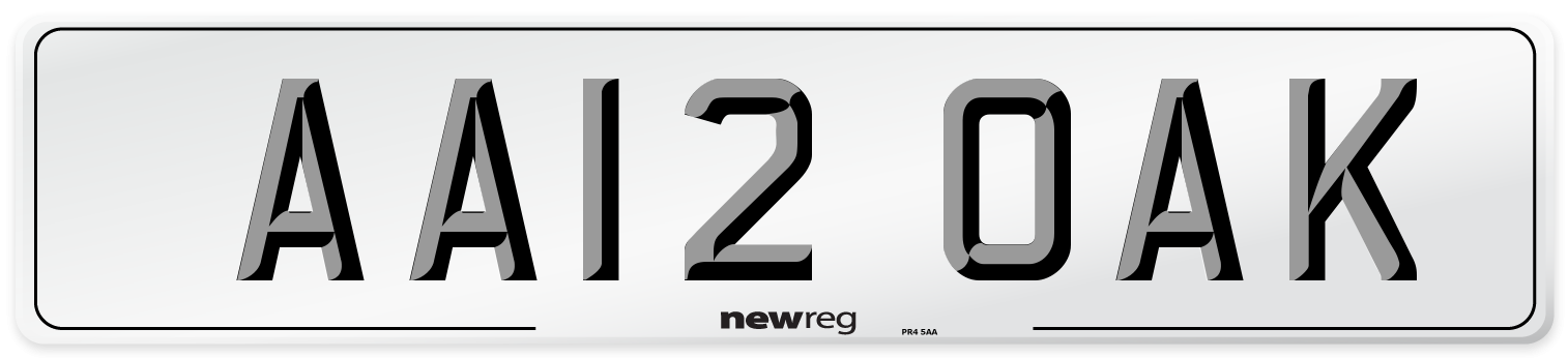 AA12 OAK Front Number Plate