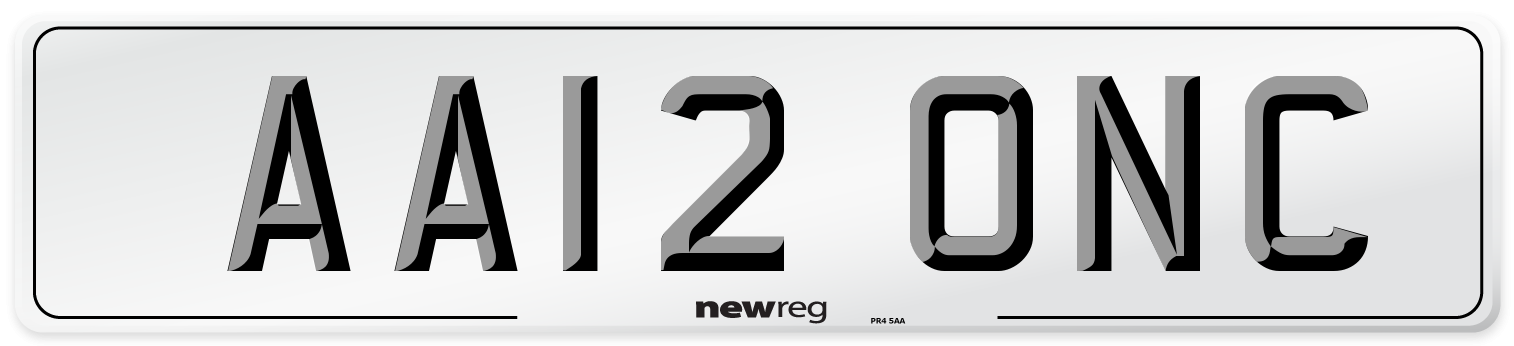 AA12 ONC Front Number Plate