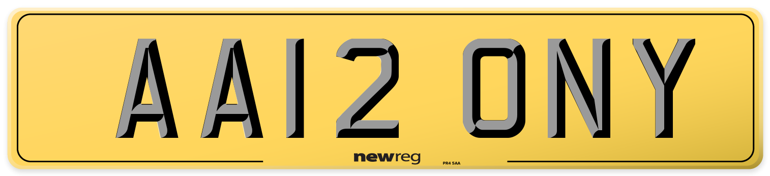AA12 ONY Rear Number Plate