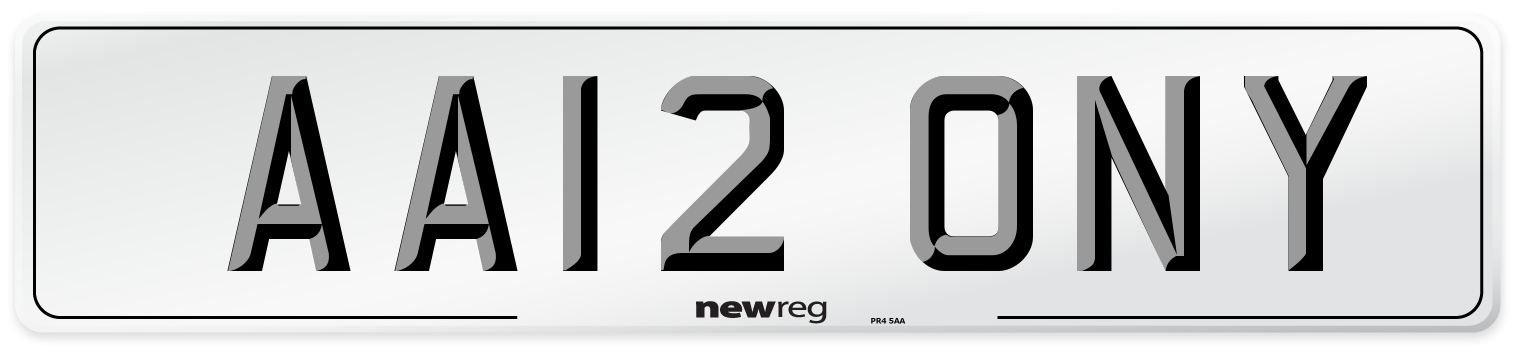 AA12 ONY Front Number Plate