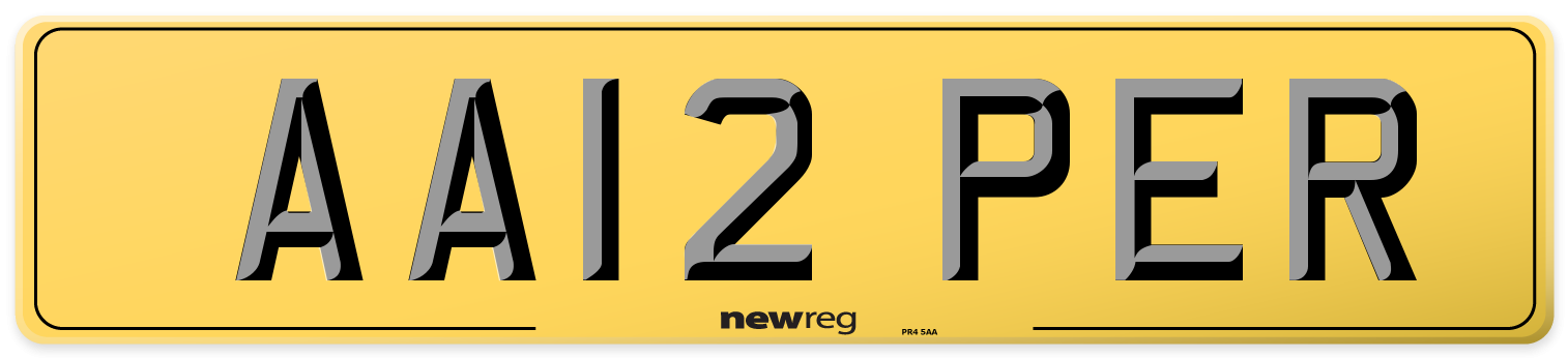 AA12 PER Rear Number Plate