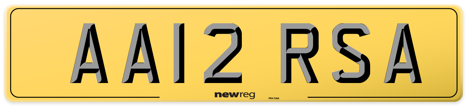 AA12 RSA Rear Number Plate