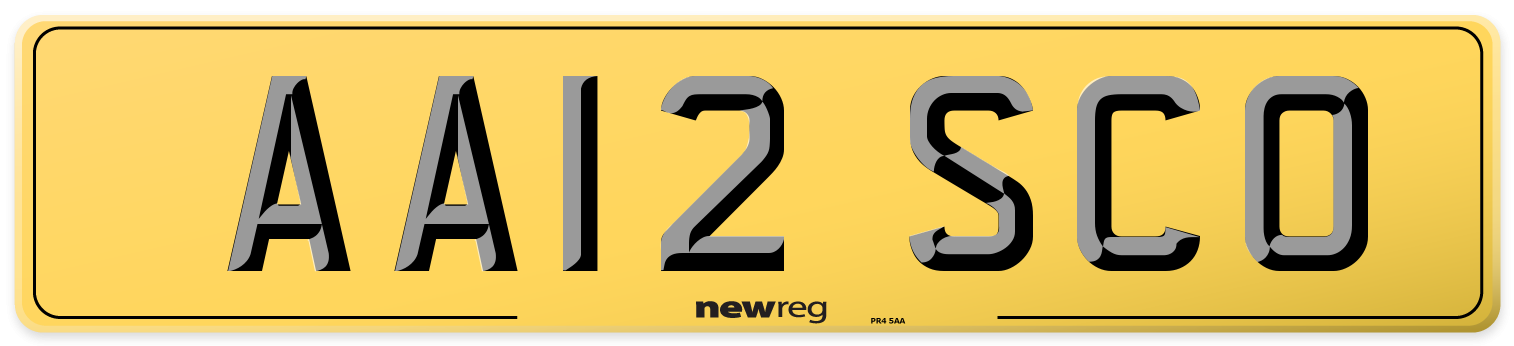 AA12 SCO Rear Number Plate