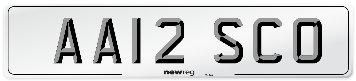 AA12 SCO Front Number Plate