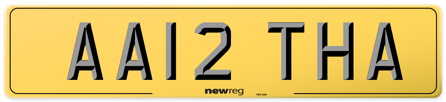 AA12 THA Rear Number Plate