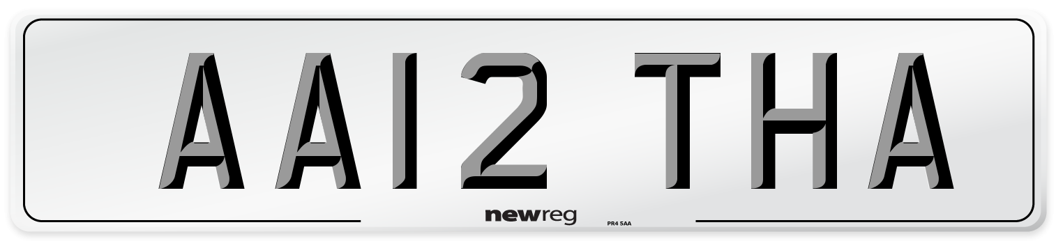 AA12 THA Front Number Plate