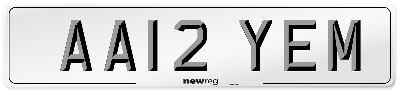 AA12 YEM Front Number Plate